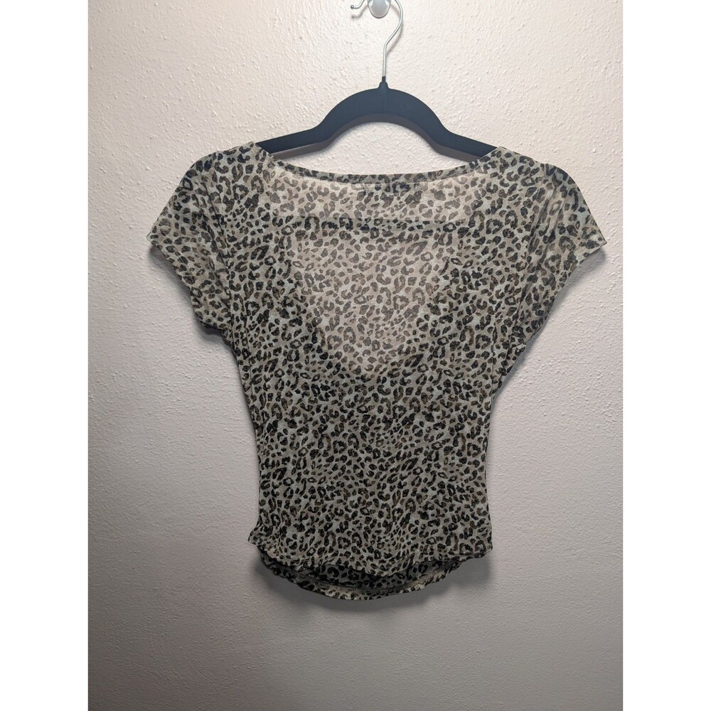 Silence + Noise Leopard Mesh Top M - Mob Wife Office Siren Y2K Animal Print - Picture 6 of 10
